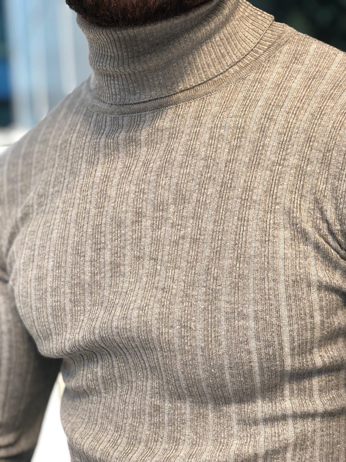Santo Slim-Fit Turtleneck Knitwear Gray-baagr.myshopify.com-sweatshirts-BOJONI
