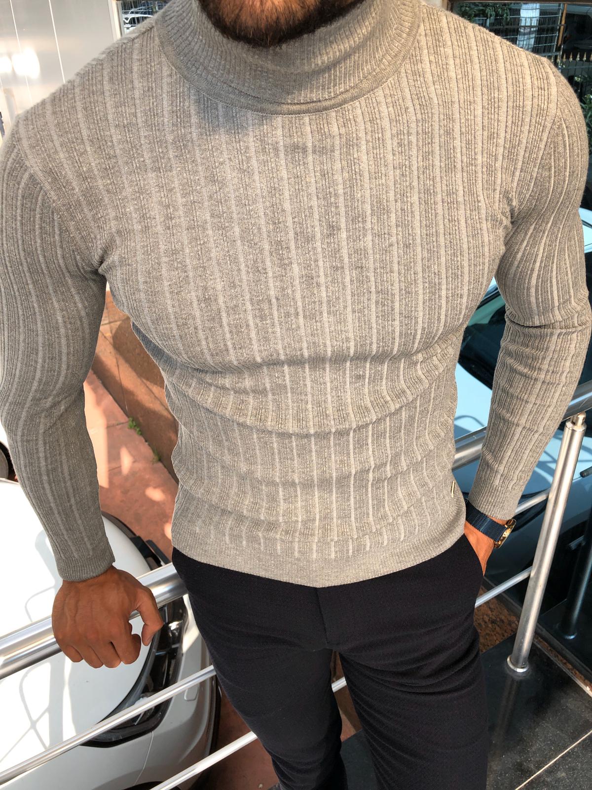 Santo Slim-Fit Turtleneck Knitwear Gray-baagr.myshopify.com-sweatshirts-BOJONI