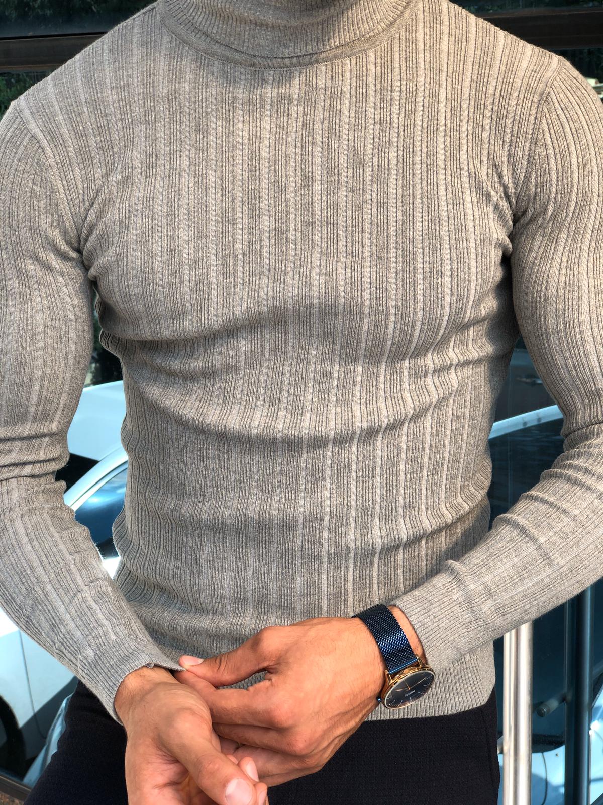 Santo Slim-Fit Turtleneck Knitwear Gray-baagr.myshopify.com-sweatshirts-BOJONI