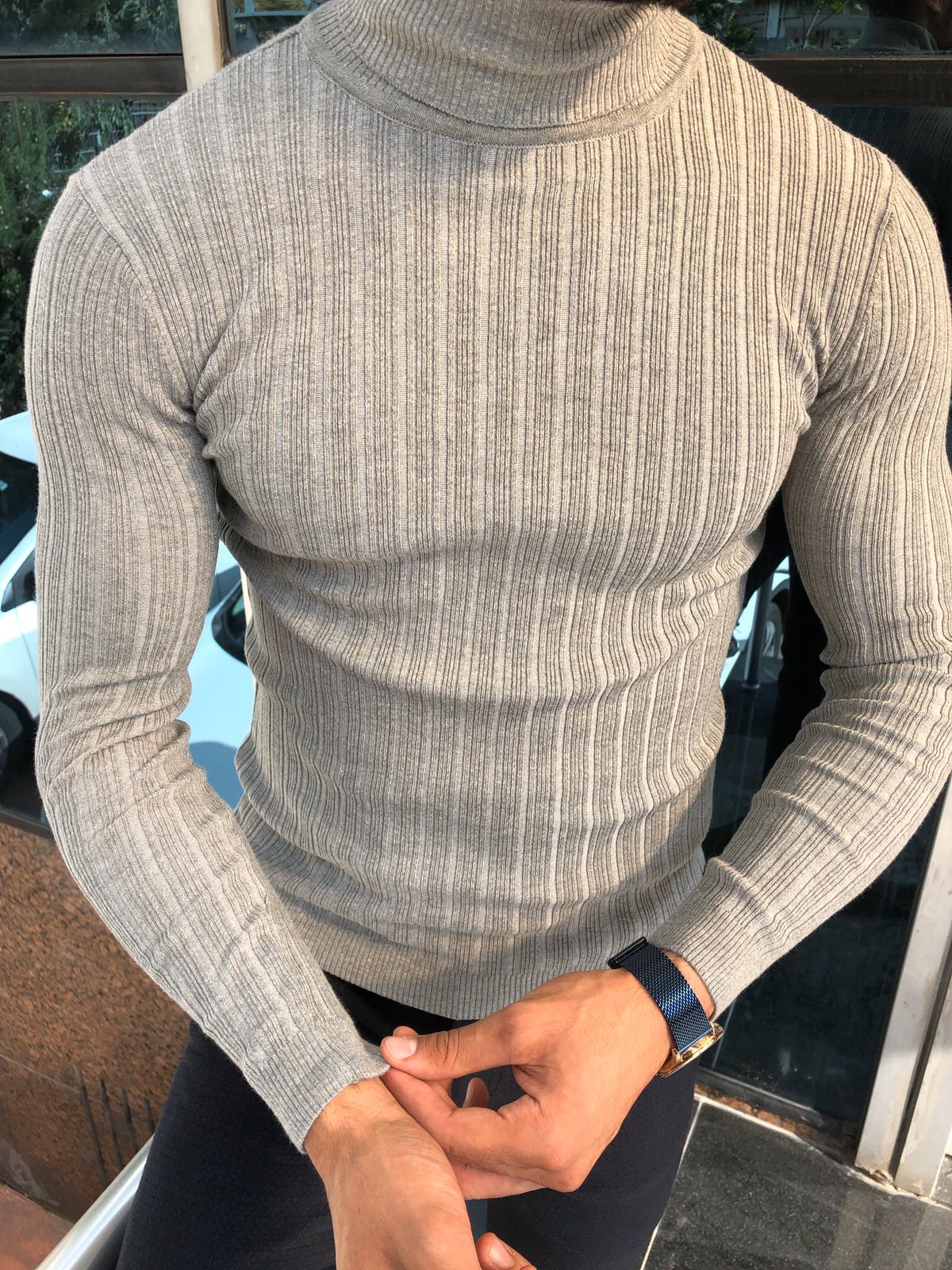 Santo Slim-Fit Turtleneck Knitwear Gray-baagr.myshopify.com-sweatshirts-BOJONI