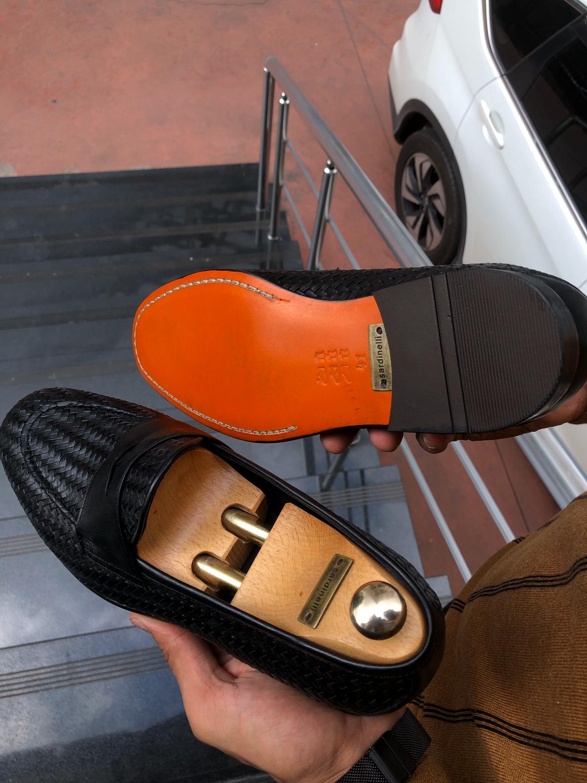 Knitted Leather Sardinelli Loafers Black-baagr.myshopify.com-shoes2-BOJONI