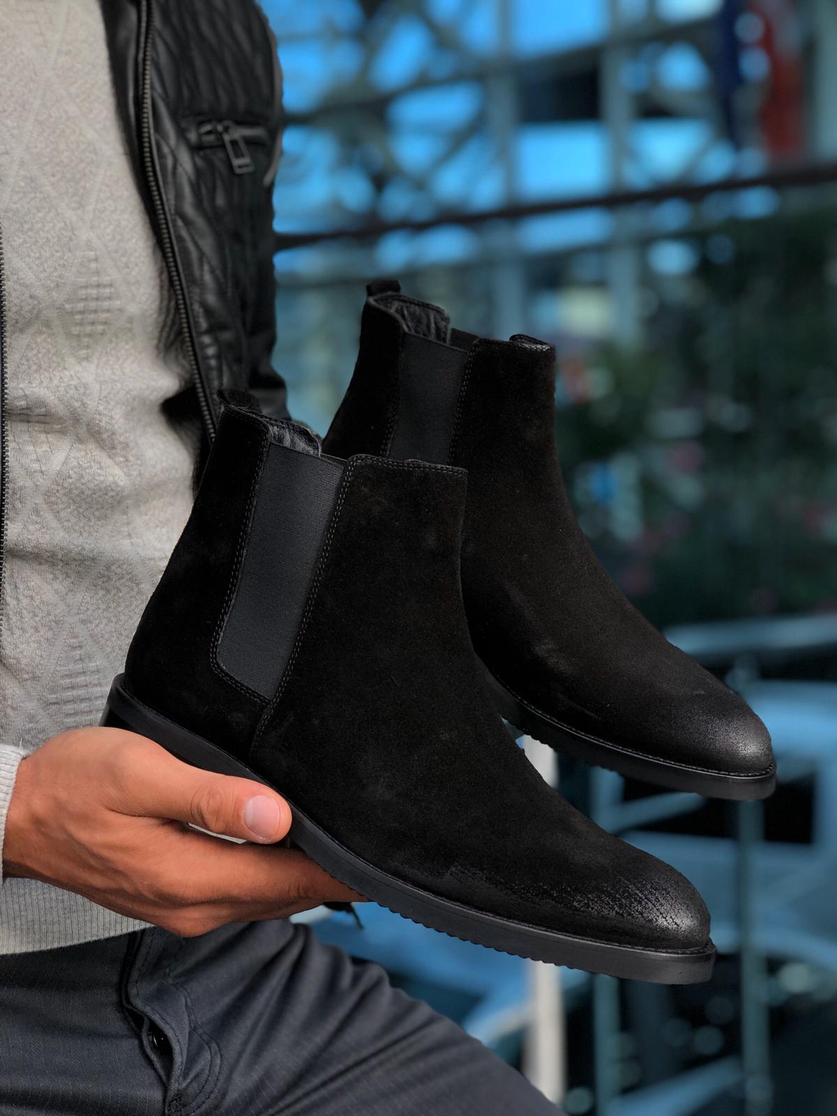 The Aqua Black Suede Leather Chelsea Boots-baagr.myshopify.com-shoes2-BOJONI