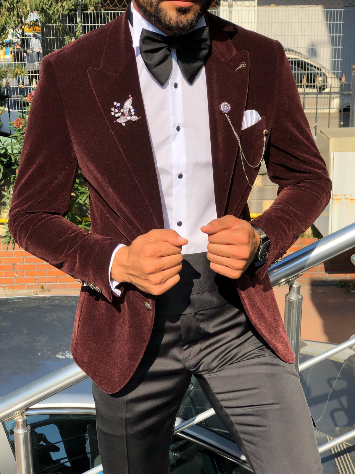 Slim-Fit Velvet Tuxedo Claretred-baagr.myshopify.com-suit-BOJONI