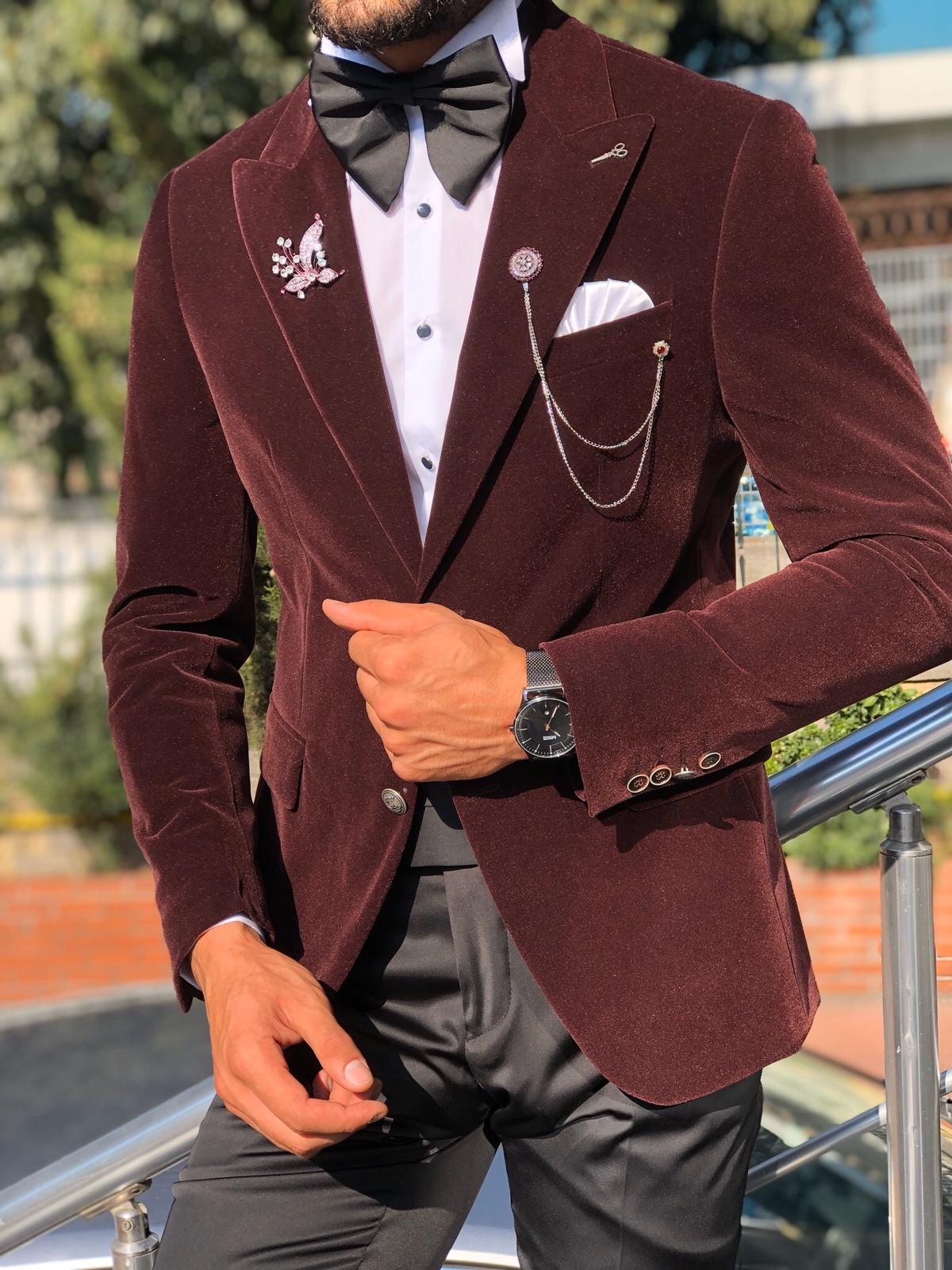 Slim-Fit Velvet Tuxedo Claretred-baagr.myshopify.com-suit-BOJONI