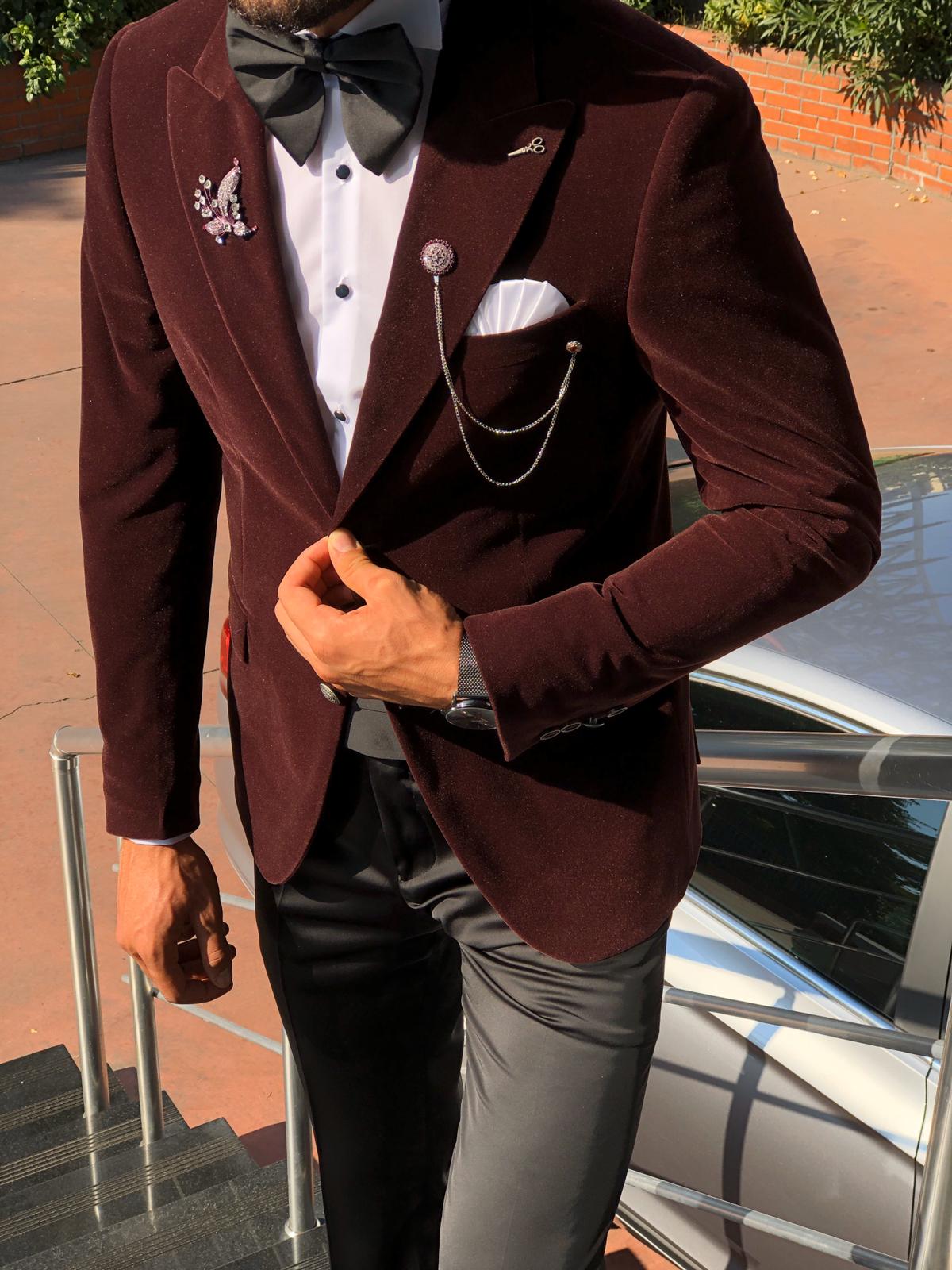 Slim-Fit Velvet Tuxedo Claretred-baagr.myshopify.com-suit-BOJONI