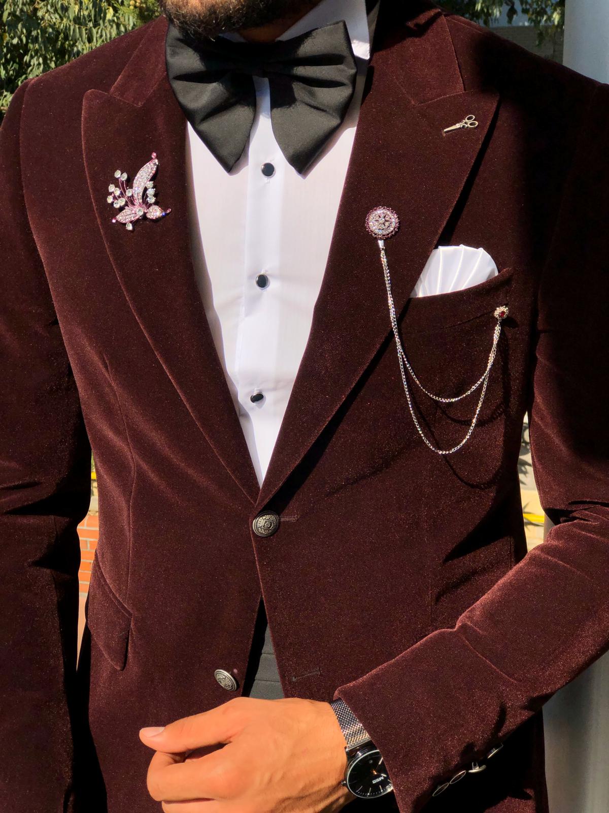 Slim-Fit Velvet Tuxedo Claretred-baagr.myshopify.com-suit-BOJONI