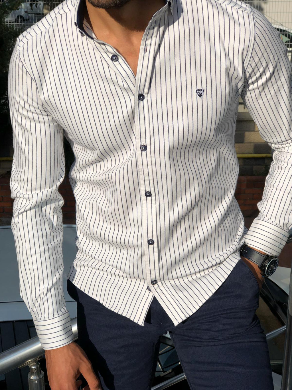 Wales Slim-Fit Striped Shirt in 2 Colors-baagr.myshopify.com-Shirt-BOJONI