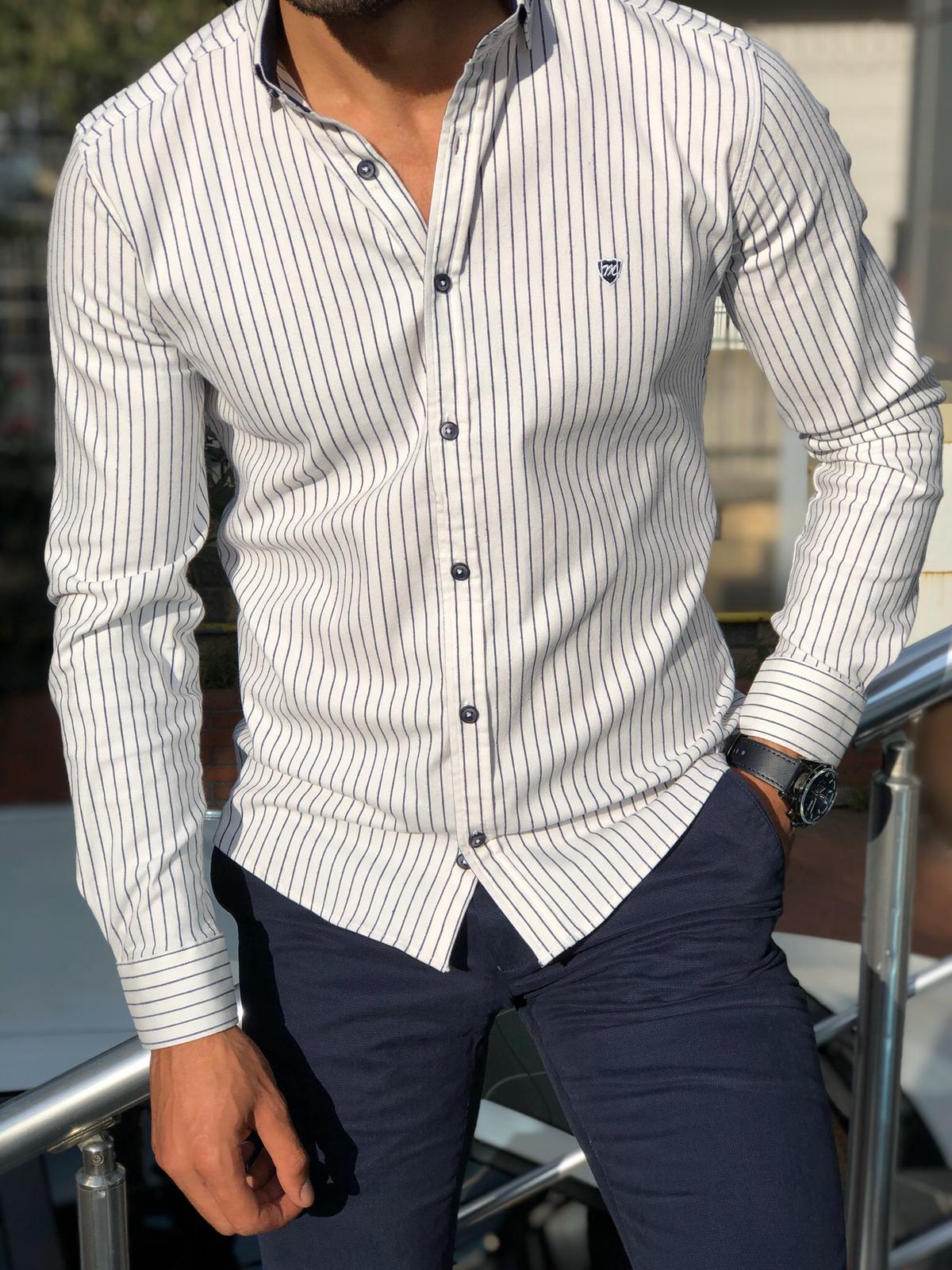 Wales Slim-Fit Striped Shirt in 2 Colors-baagr.myshopify.com-Shirt-BOJONI