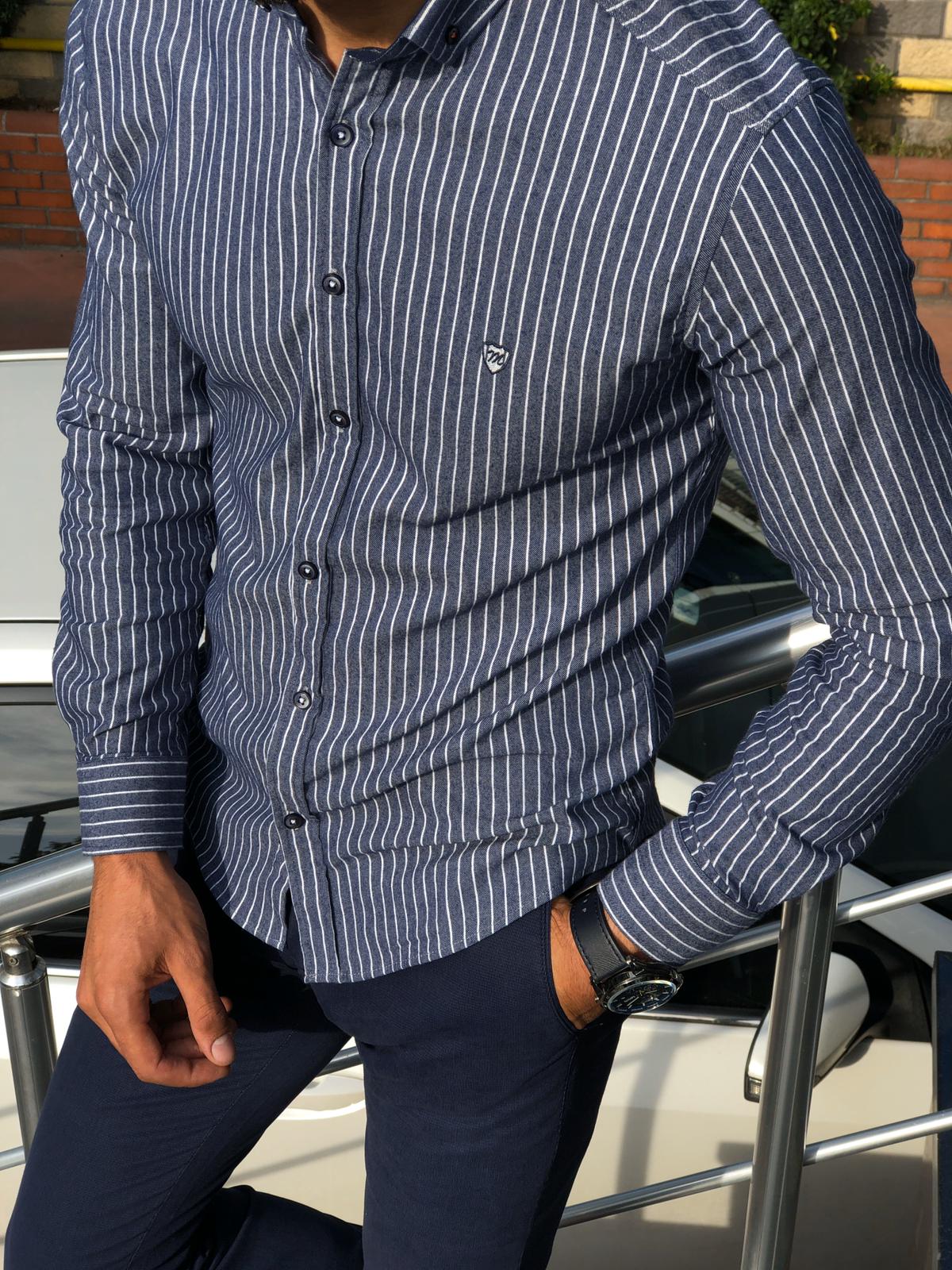 Wales Slim-Fit Striped Shirt in 2 Colors-baagr.myshopify.com-Shirt-BOJONI