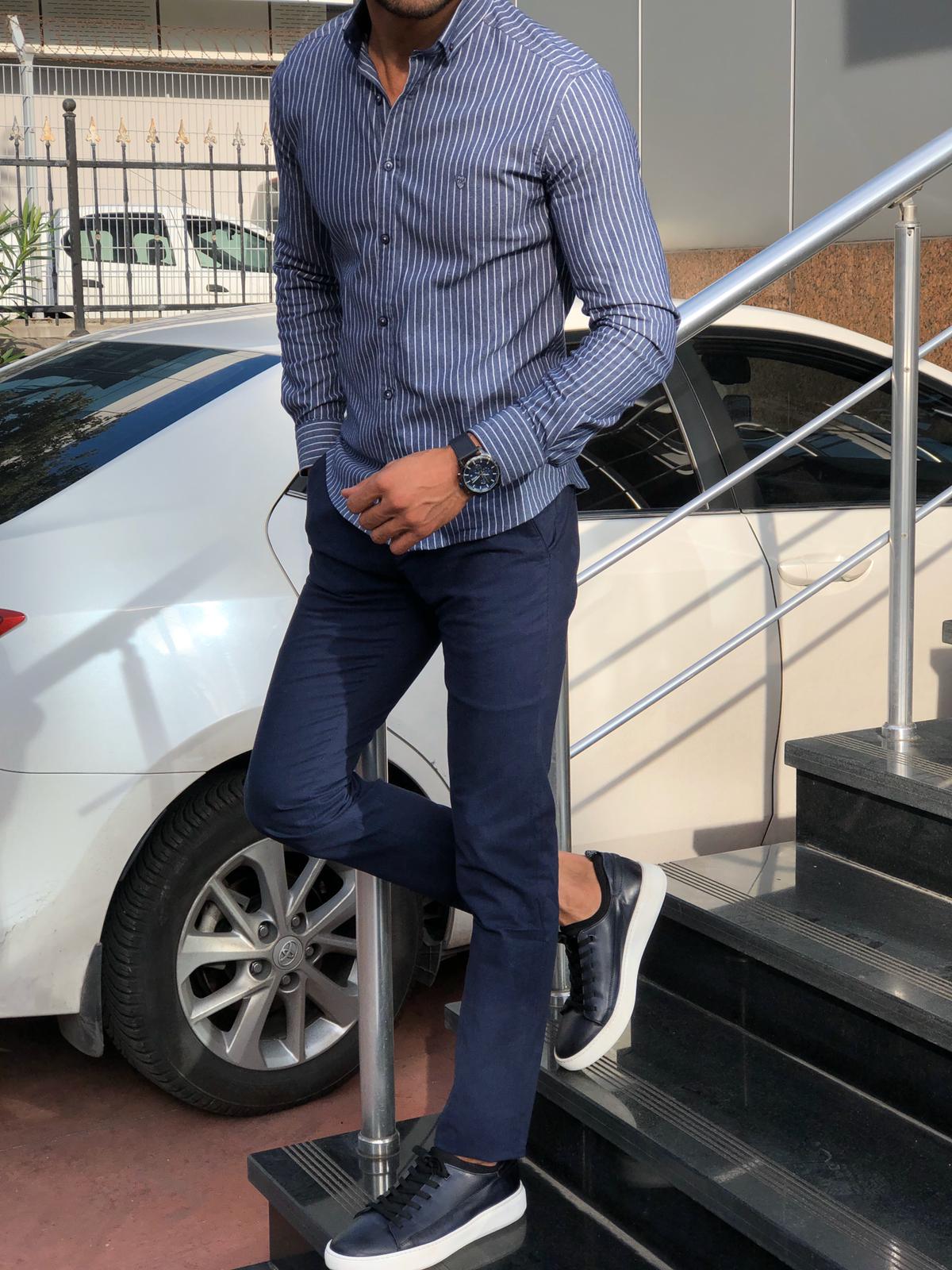 Wales Slim-Fit Striped Shirt in 2 Colors-baagr.myshopify.com-Shirt-BOJONI