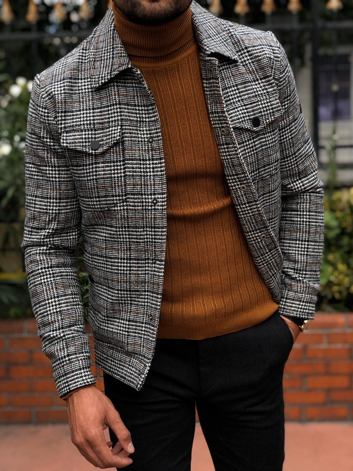 Alonso Slim-Fit Wool Plaid Coat Black-baagr.myshopify.com-Jacket-BOJONI