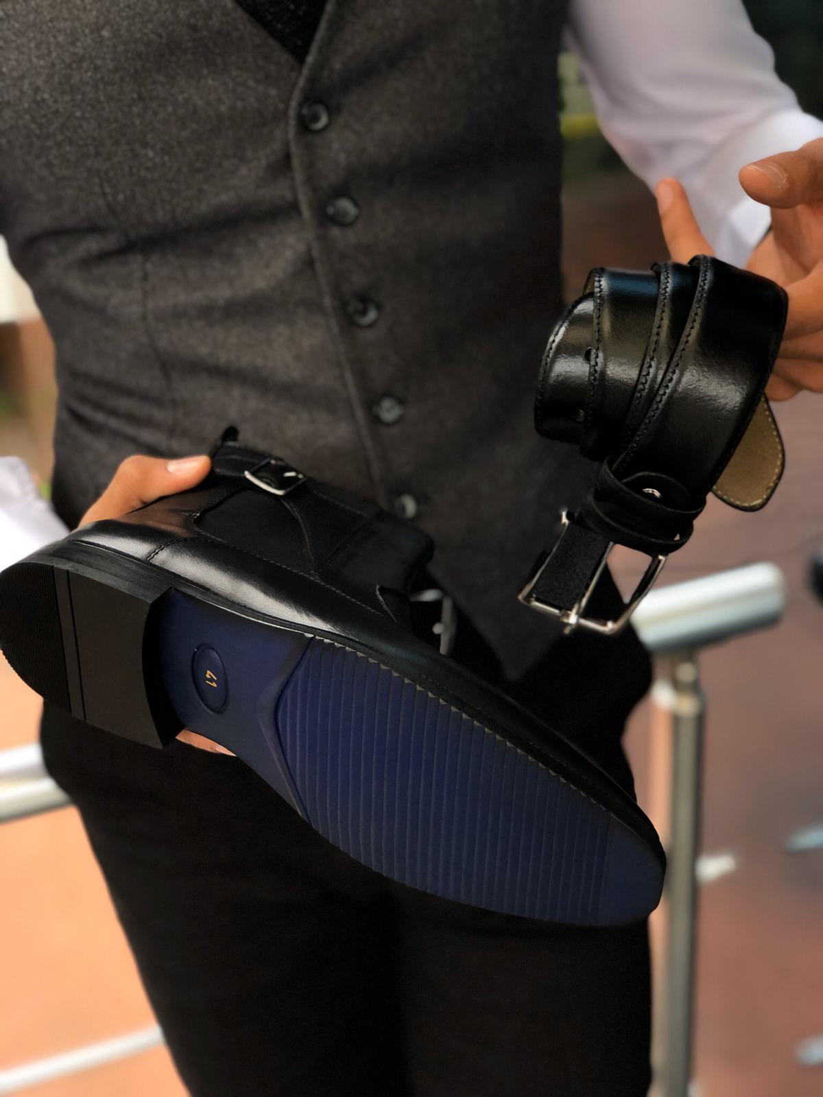 Chelsea Buckle Detail With Classic Leather Boots Black-baagr.myshopify.com-shoes2-BOJONI