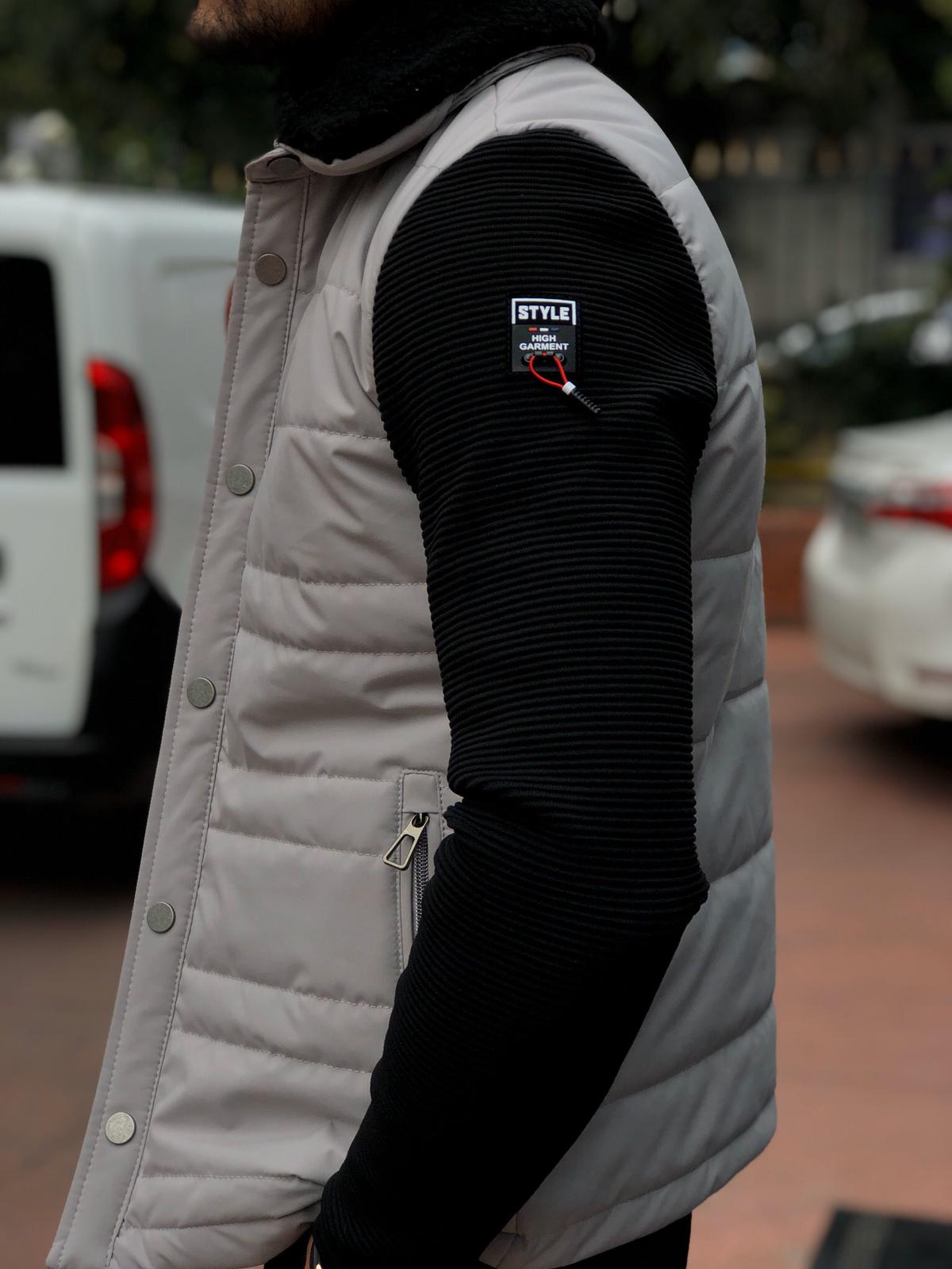 Bojoni Slim-Fit Fur Collar Coat Stone-baagr.myshopify.com-Jacket-BOJONI