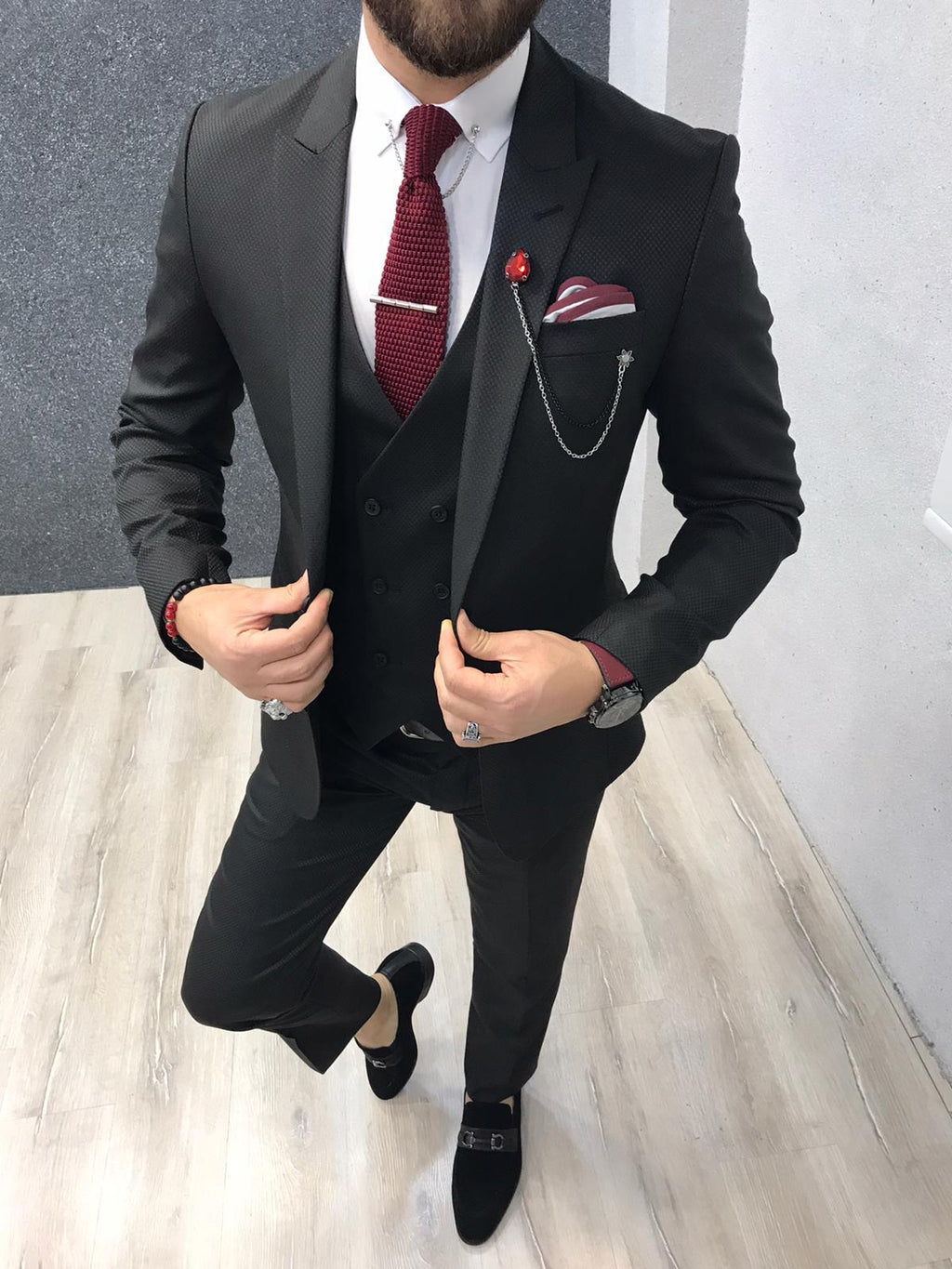 Ani Black Slim Fit Wool Suit-baagr.myshopify.com-1-BOJONI
