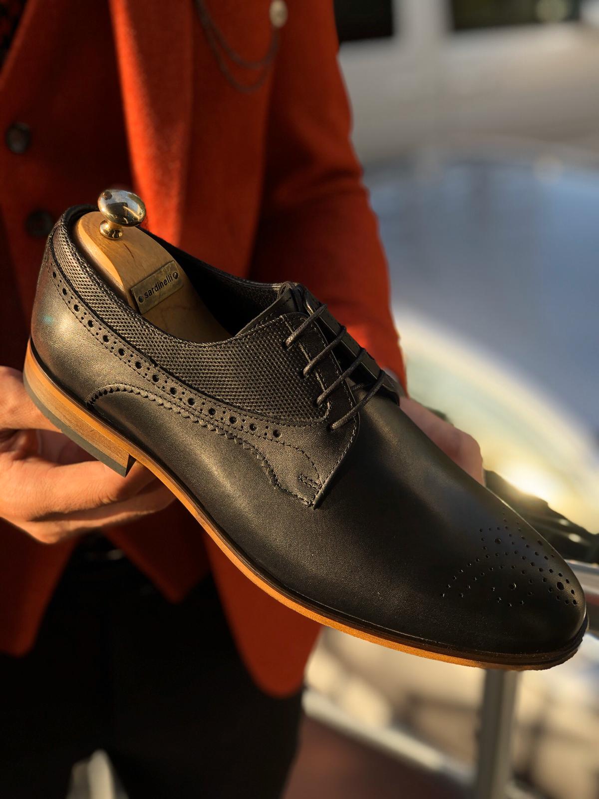 Sardinelli Laced Classic Leather Shoes Black-baagr.myshopify.com-shoes2-BOJONI