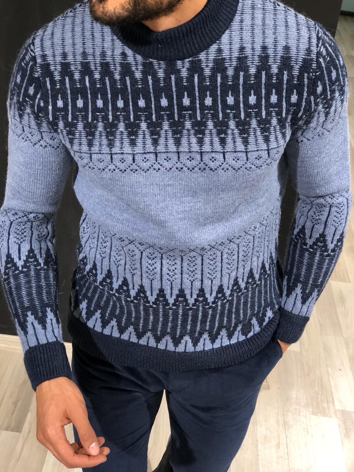 Tommy Slim-Fit Wool Half Turtleneck Knitwear Blue-baagr.myshopify.com-sweatshirts-BOJONI