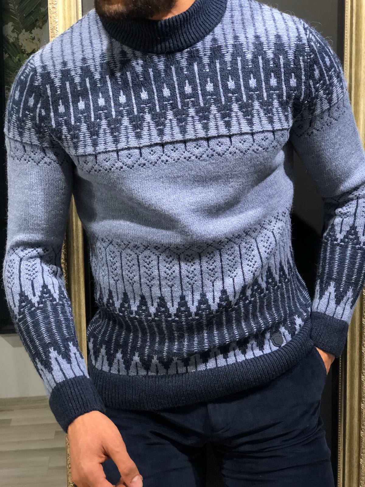 Tommy Slim-Fit Wool Half Turtleneck Knitwear Blue-baagr.myshopify.com-sweatshirts-BOJONI