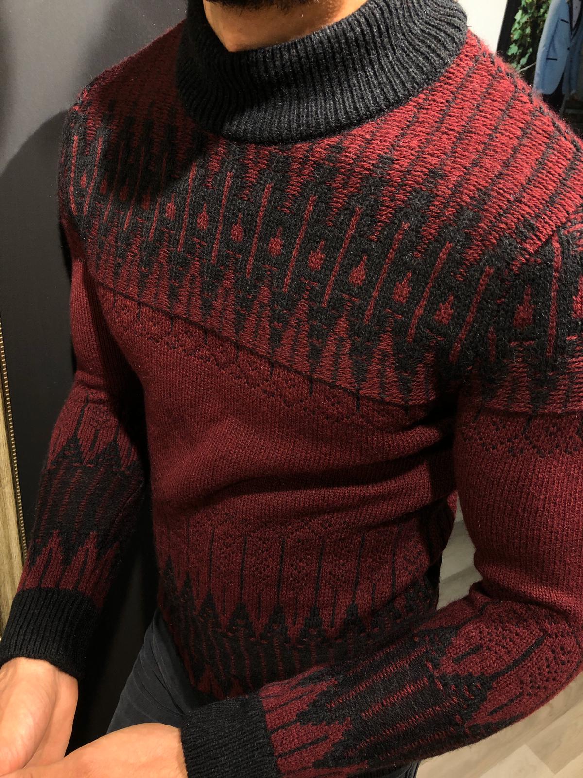 Tommy Slim-Fit Wool Half Turtleneck Knitwear Red-baagr.myshopify.com-sweatshirts-BOJONI