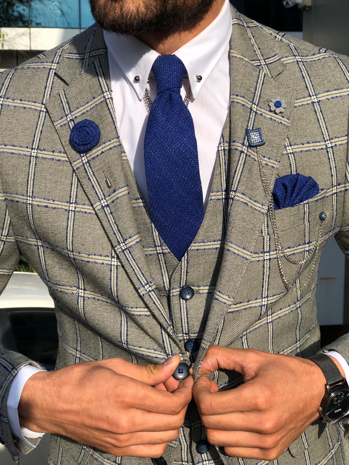 Toni Slim-Fit Plaid Suit Vest GRAY-baagr.myshopify.com-suit-BOJONI