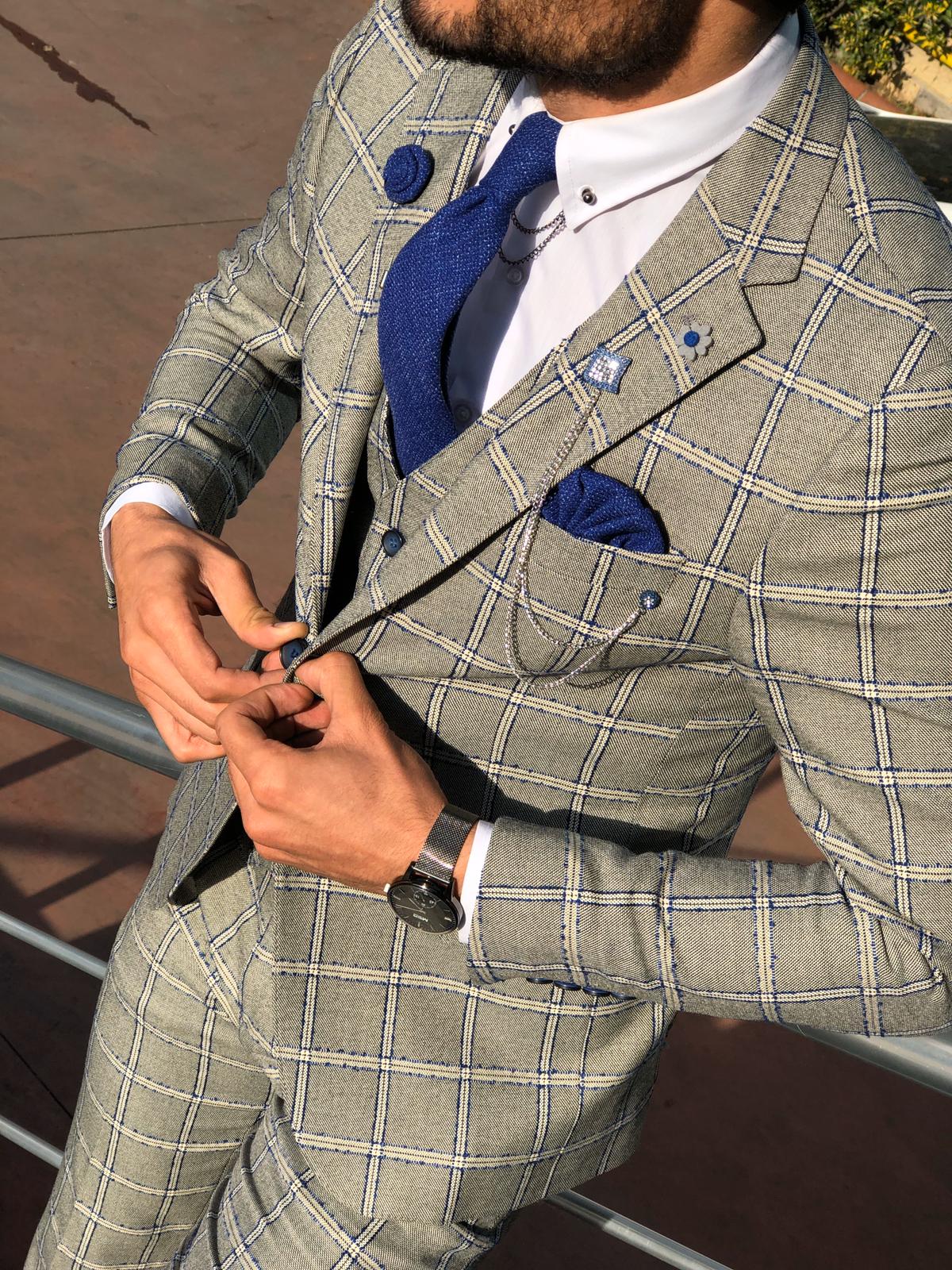 Toni Slim-Fit Plaid Suit Vest GRAY-baagr.myshopify.com-suit-BOJONI