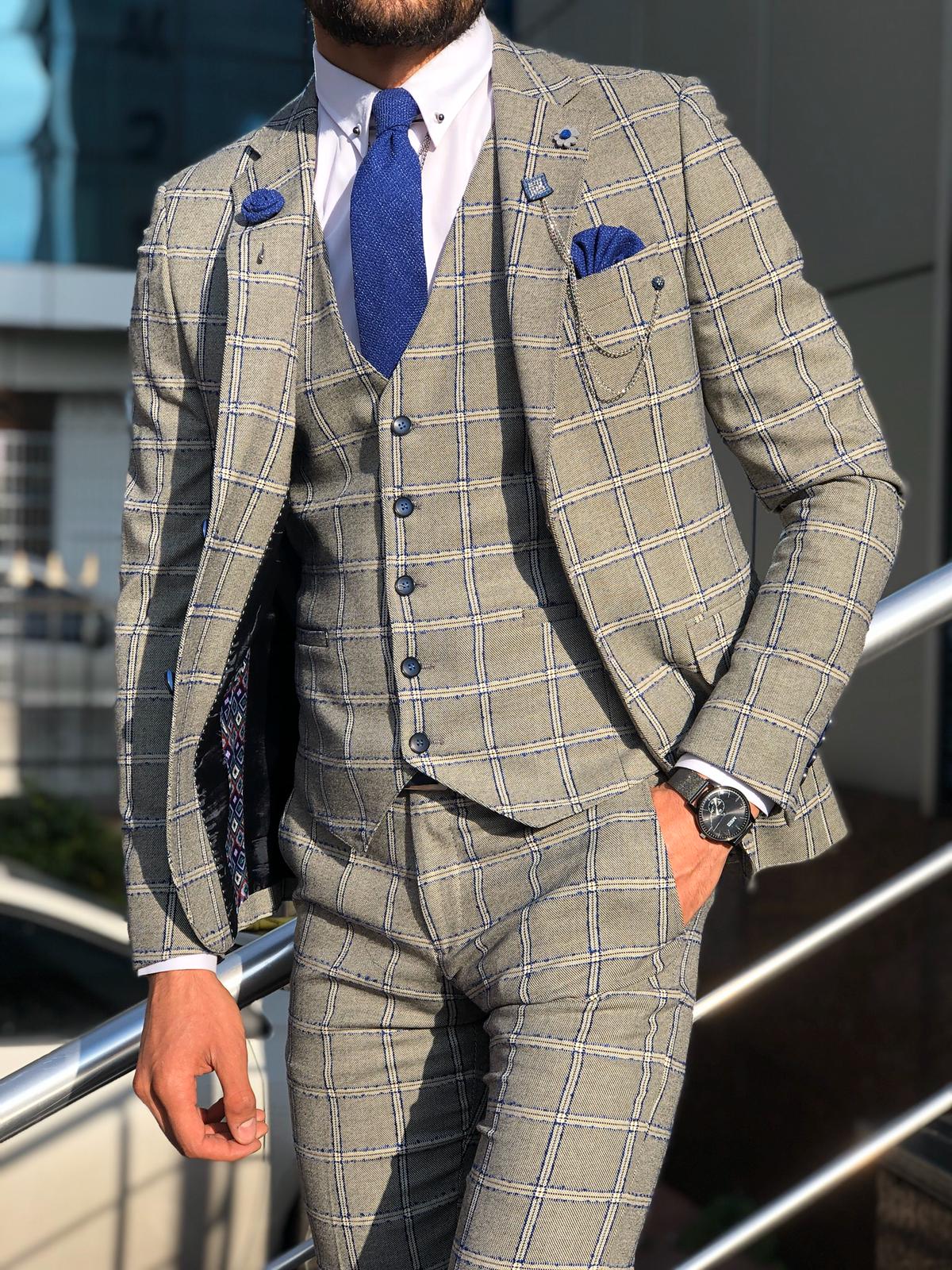 Toni Slim-Fit Plaid Suit Vest GRAY-baagr.myshopify.com-suit-BOJONI