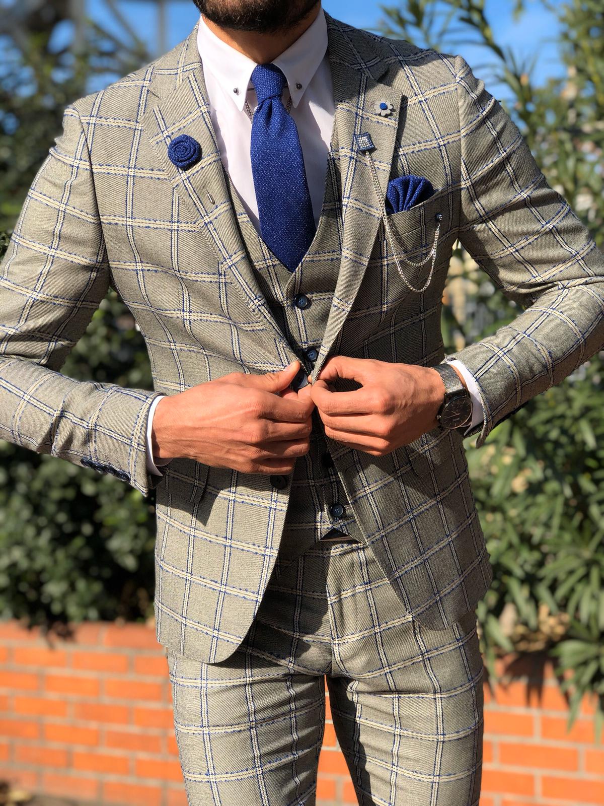 Toni Slim-Fit Plaid Suit Vest GRAY-baagr.myshopify.com-suit-BOJONI