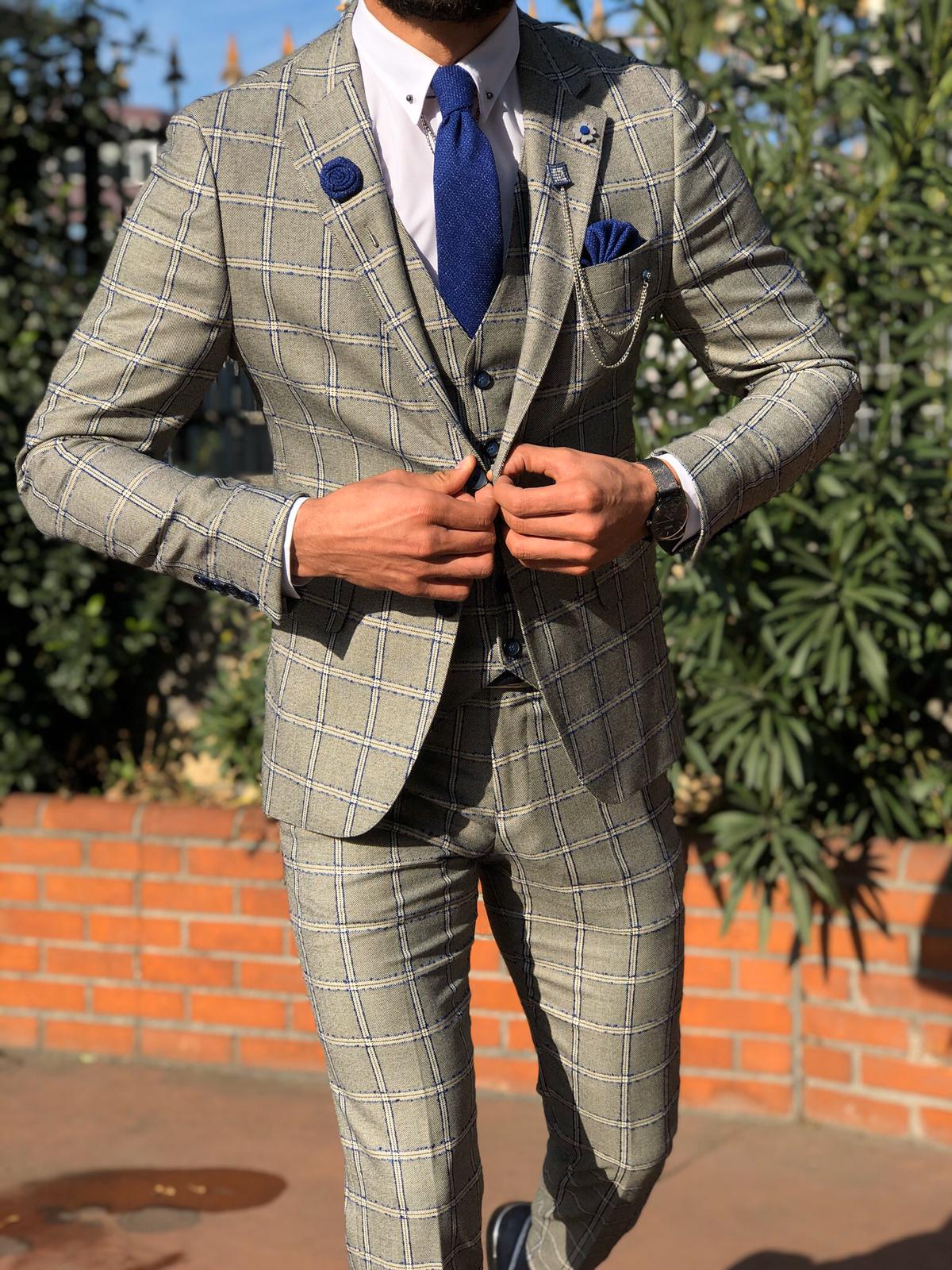 Toni Slim-Fit Plaid Suit Vest GRAY-baagr.myshopify.com-suit-BOJONI