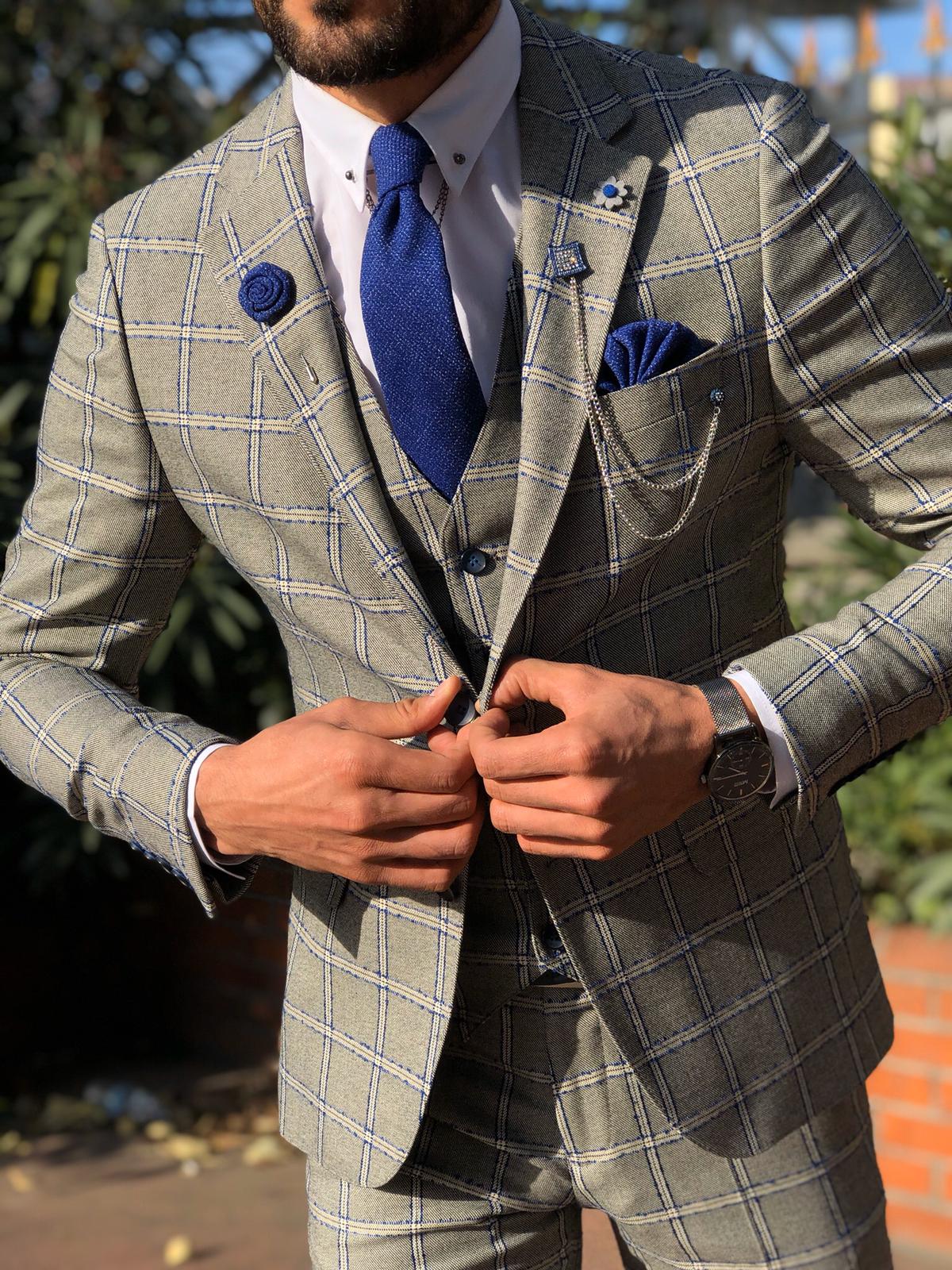 Toni Slim-Fit Plaid Suit Vest GRAY-baagr.myshopify.com-suit-BOJONI