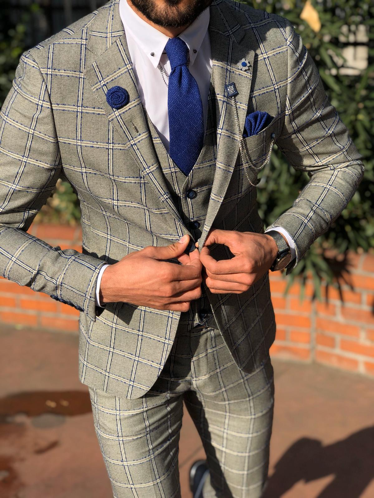 Toni Slim-Fit Plaid Suit Vest GRAY-baagr.myshopify.com-suit-BOJONI