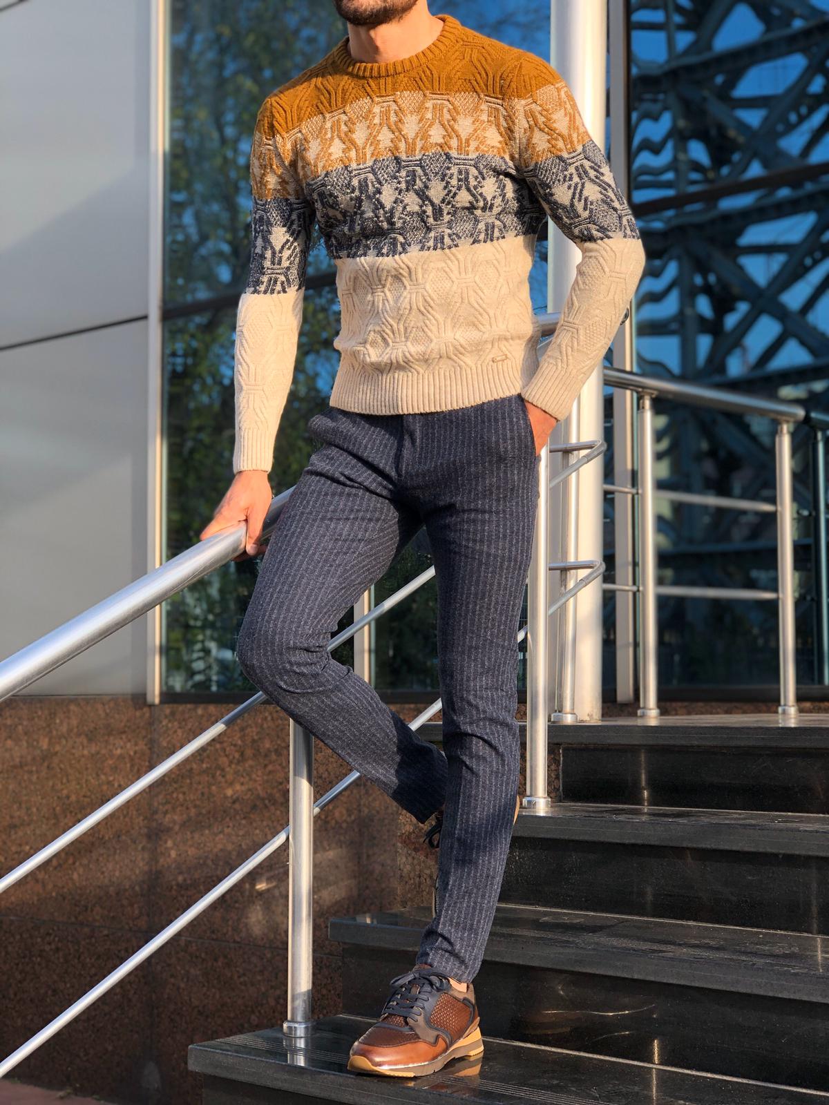 Torino Slim-Fit Wool Patterned Knitwear Beige-baagr.myshopify.com-sweatshirts-BOJONI