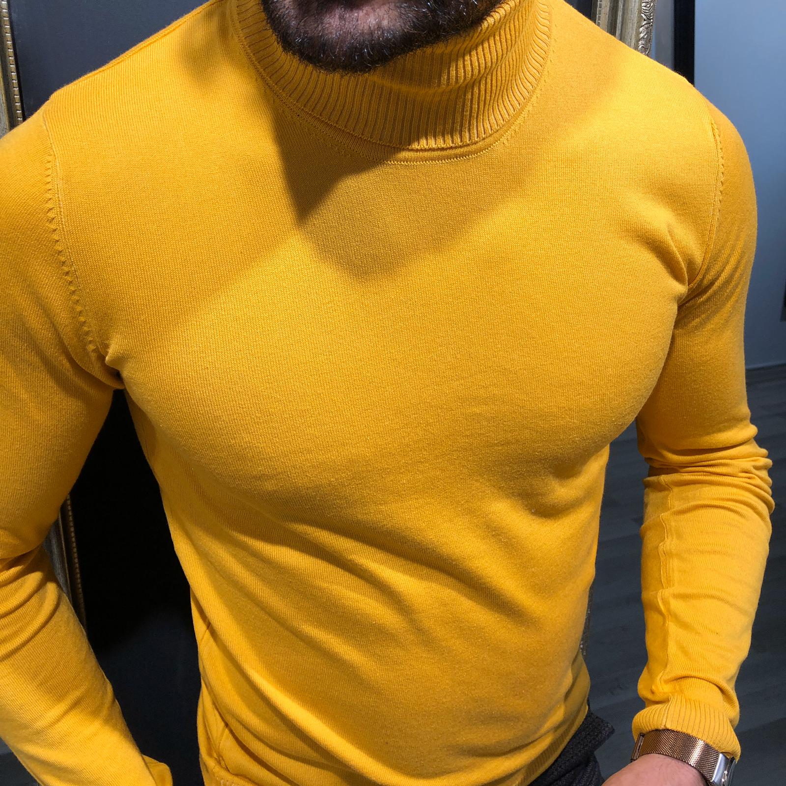Rimini Slim-Fit Turtleneck Knitwear Yellow-baagr.myshopify.com-sweatshirts-BOJONI