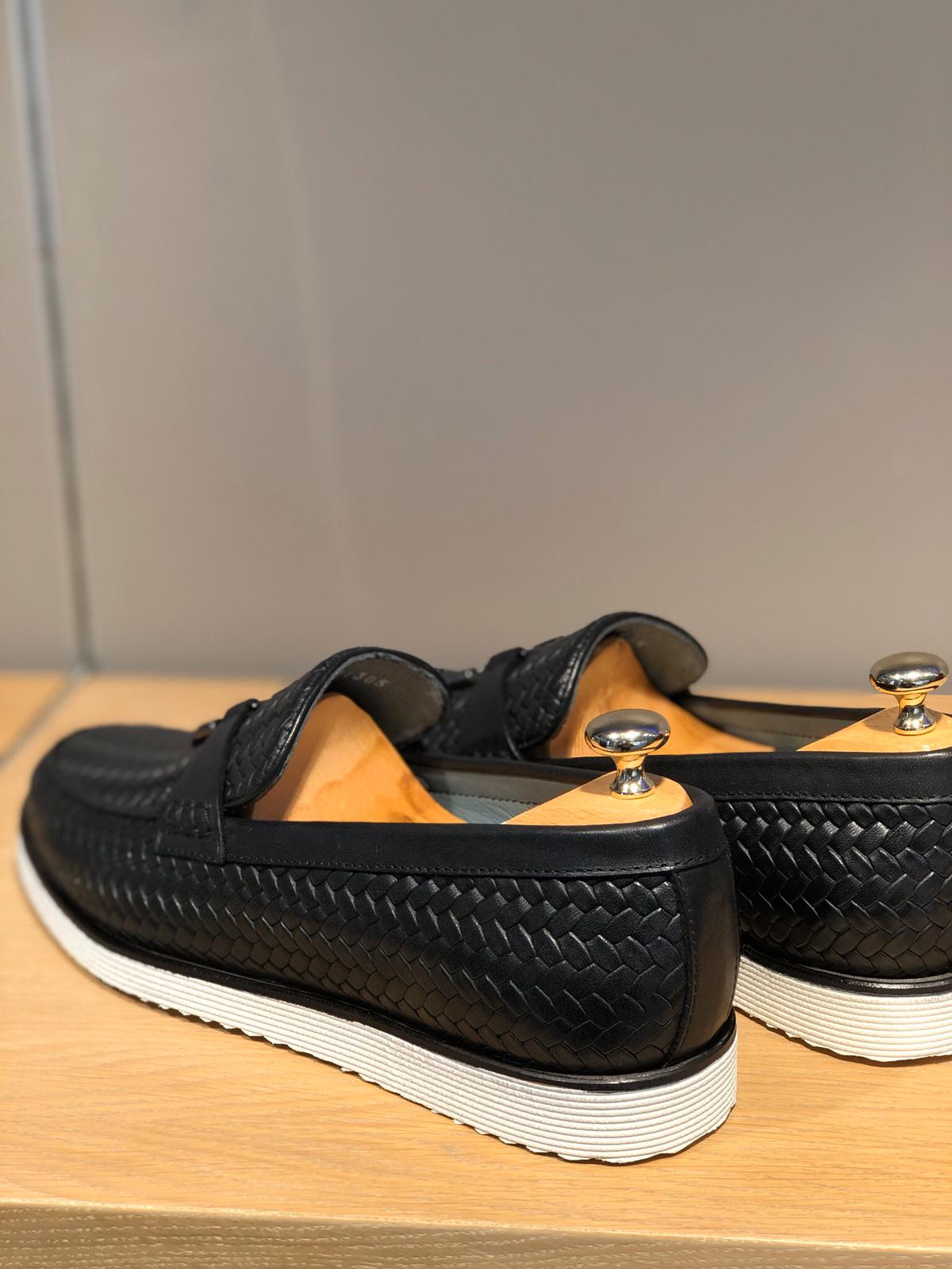 Bojoni Knitted Leather With Tassels Shoes Black-baagr.myshopify.com-shoes2-BOJONI