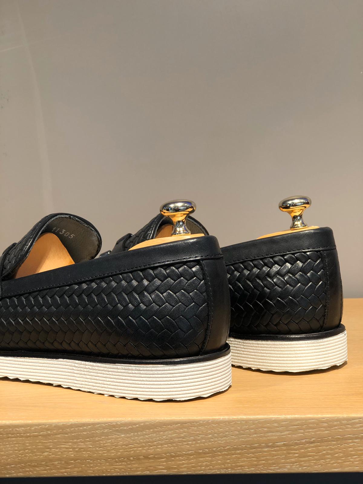 Bojoni Knitted Leather With Tassels Shoes Black-baagr.myshopify.com-shoes2-BOJONI