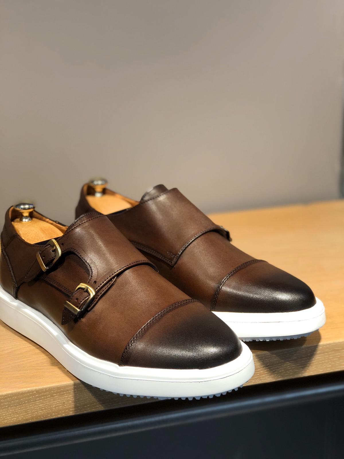 Sardinelli Eva Sole Double Buckle Monk Shoes Brown-baagr.myshopify.com-shoes2-BOJONI