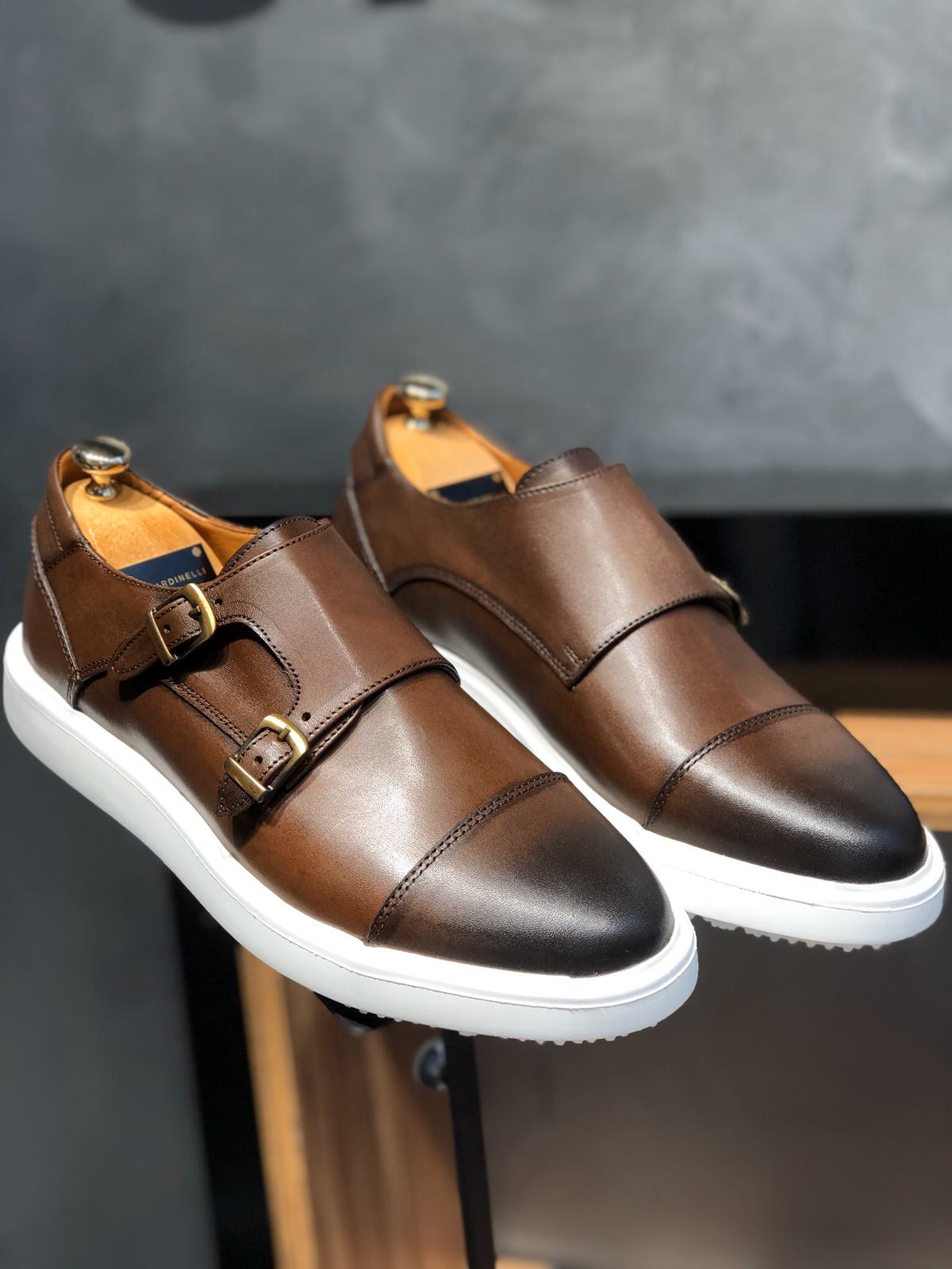 Sardinelli Eva Sole Double Buckle Monk Shoes Brown-baagr.myshopify.com-shoes2-BOJONI
