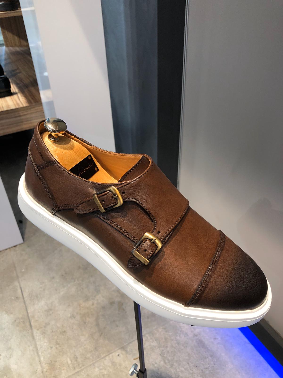 Sardinelli Eva Sole Double Buckle Monk Shoes Brown-baagr.myshopify.com-shoes2-BOJONI