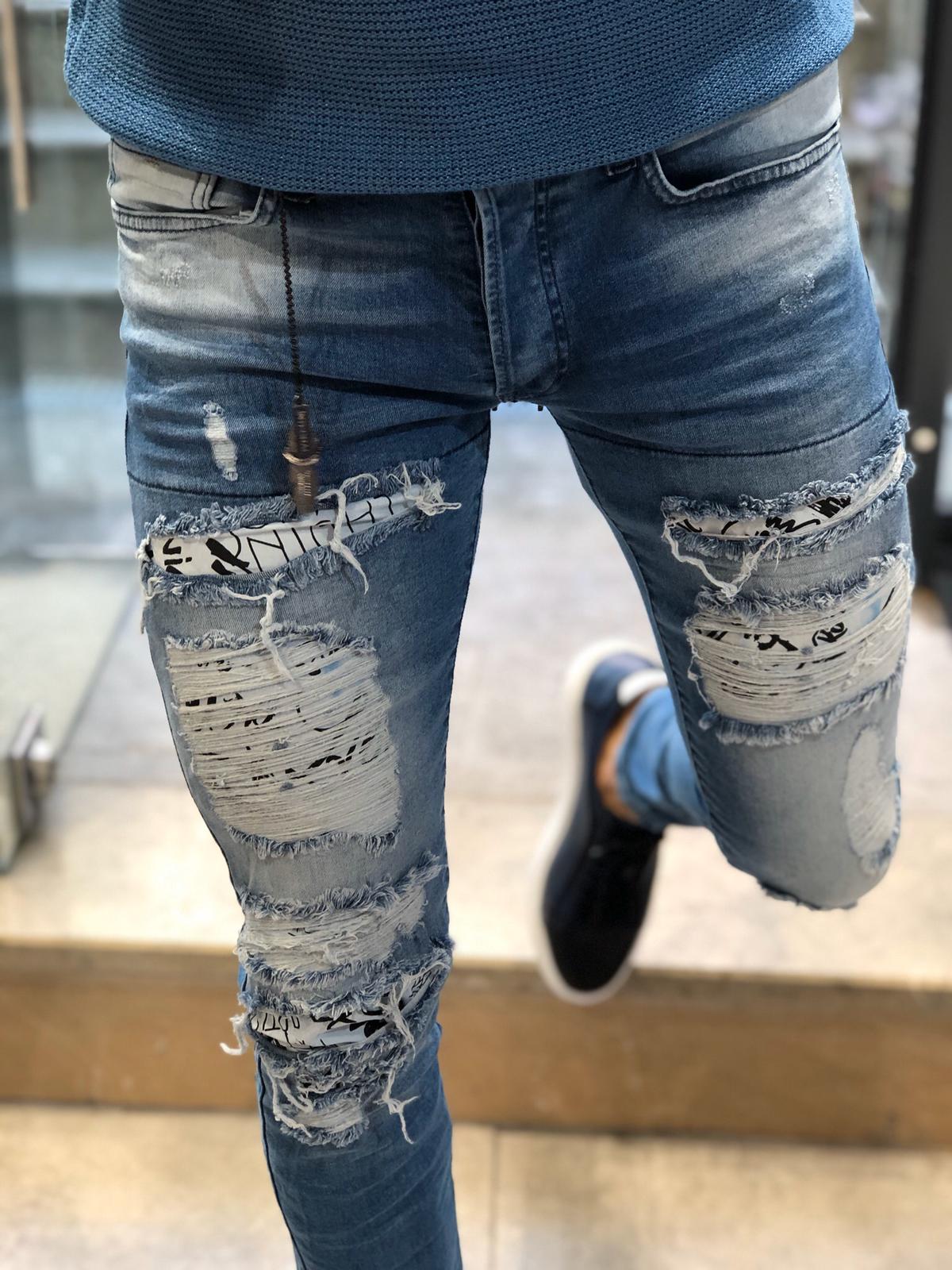 Paco Slim-Fit Ripped Jeans Blue-baagr.myshopify.com-Pants-BOJONI