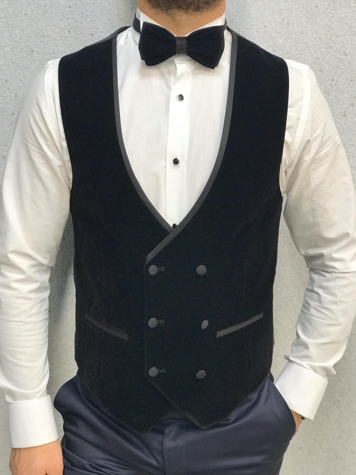 Zerno Velvet Slim Fit Navy Blue Tuxedo-baagr.myshopify.com-1-BOJONI