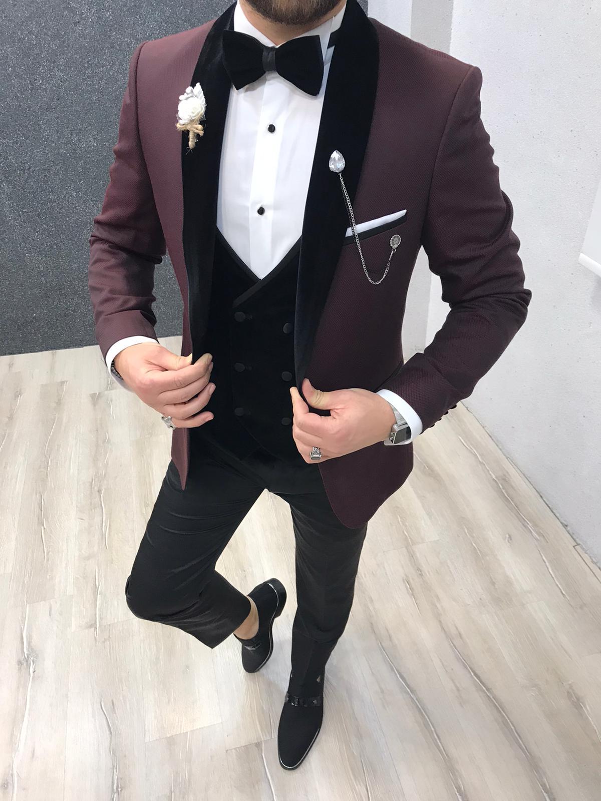 Zerno Velvet Slim Fit Claret Red Tuxedo-baagr.myshopify.com-1-BOJONI