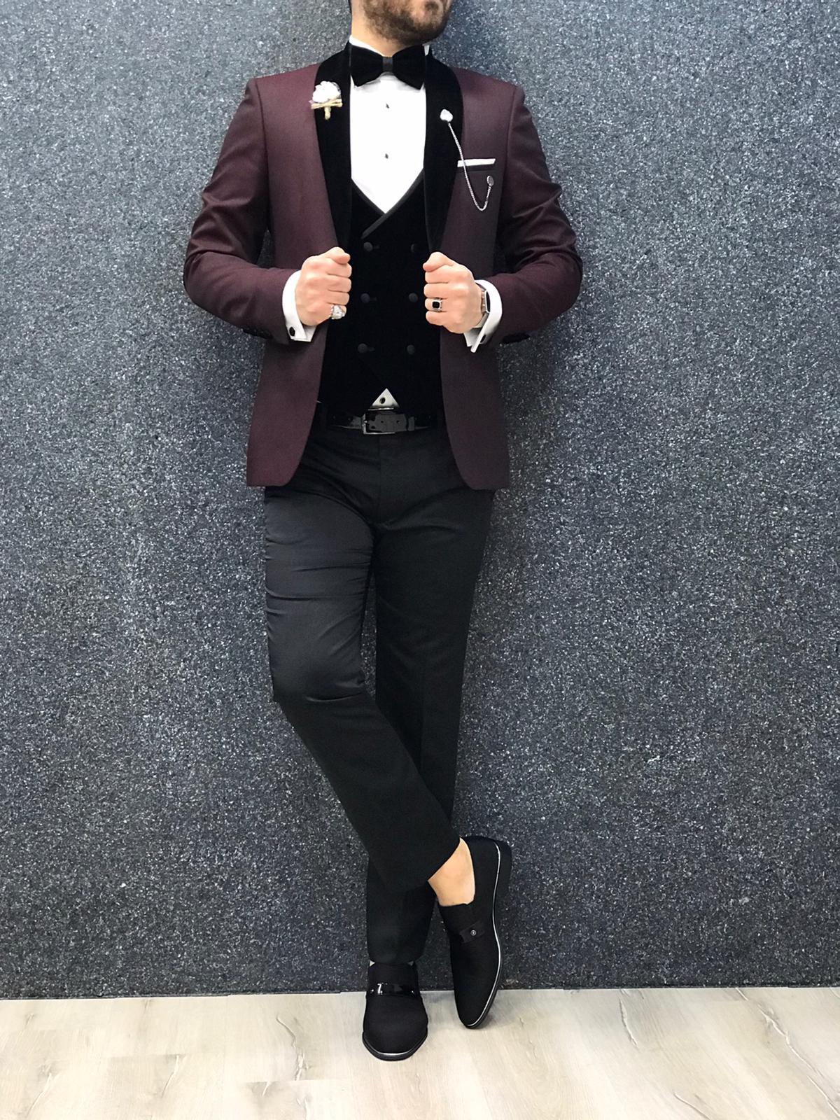 Zerno Velvet Slim Fit Claret Red Tuxedo-baagr.myshopify.com-1-BOJONI