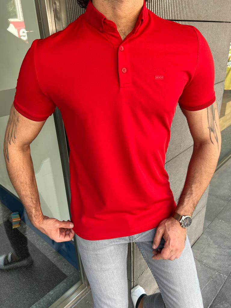 Giovanni Mannelli Slim Fit Red Polo Tees