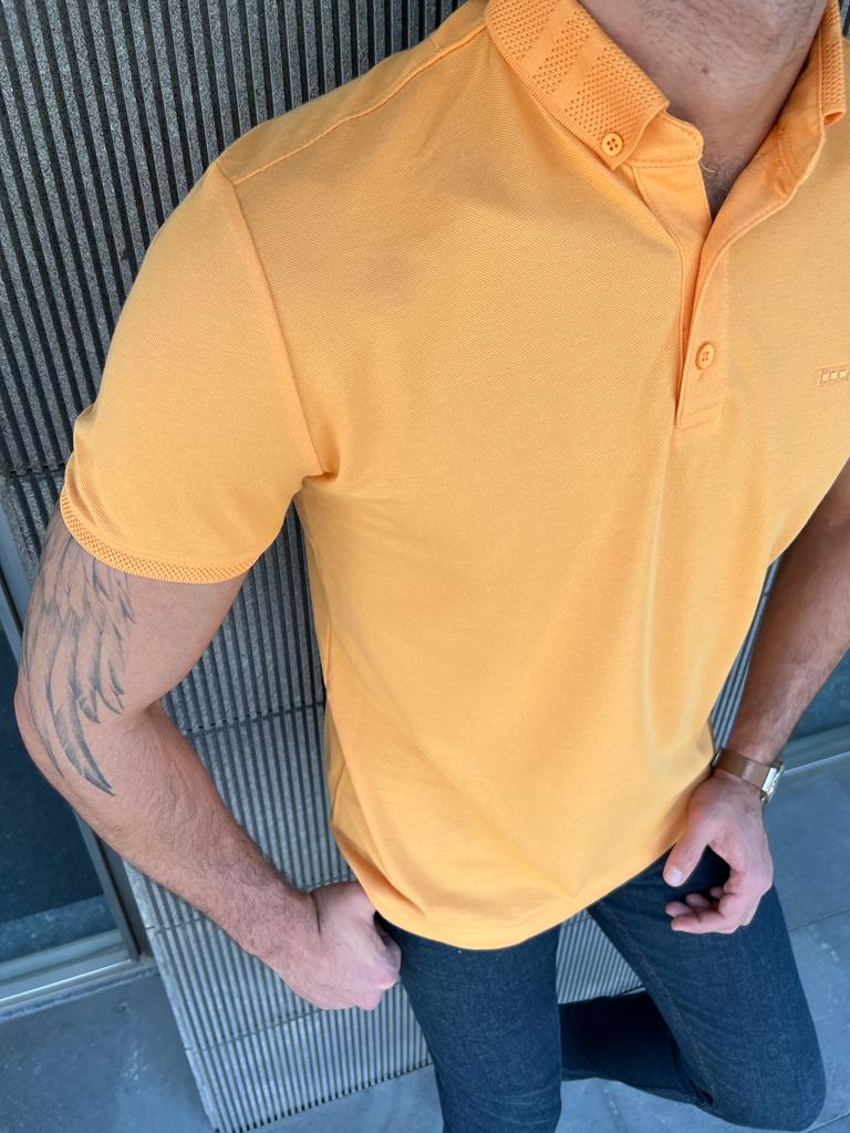 Giovanni Mannelli Slim Fit Yellow Polo tees