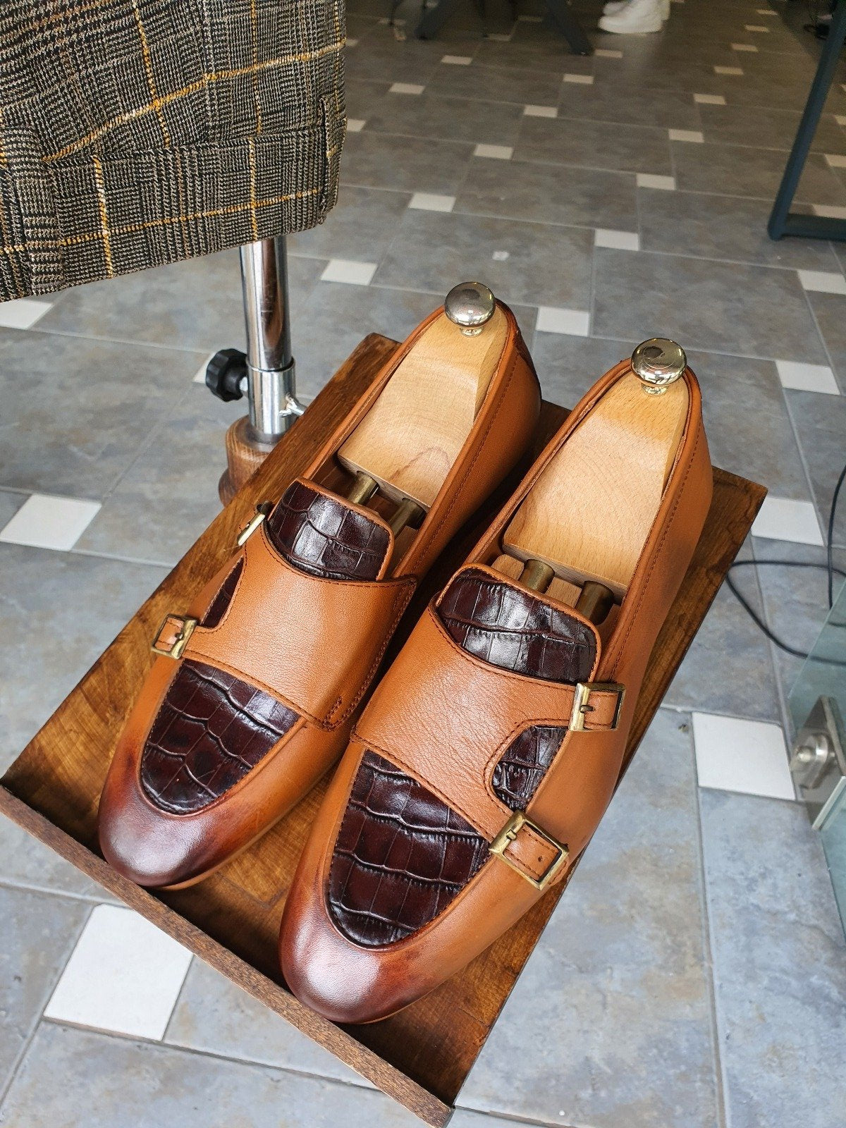 Bojo Giotto Double Button Knitted Leather Tan Loafer-baagr.myshopify.com-shoes2-BOJONI