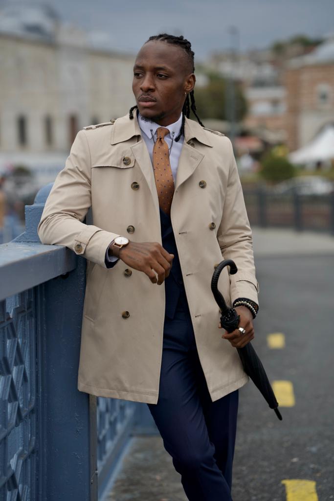 Bojoni Astoria Slim Fit Beige Feather Detailed Winter Coat