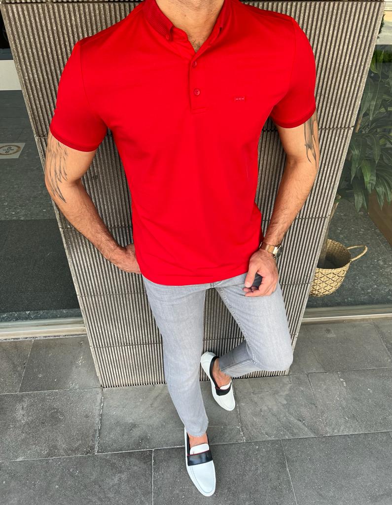 Giovanni Mannelli Slim Fit Red Polo Tees