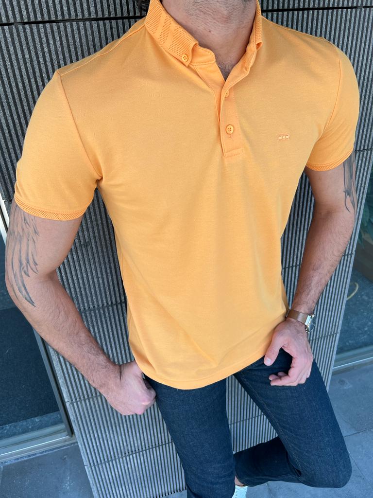 Giovanni Mannelli Slim Fit Yellow Polo tees