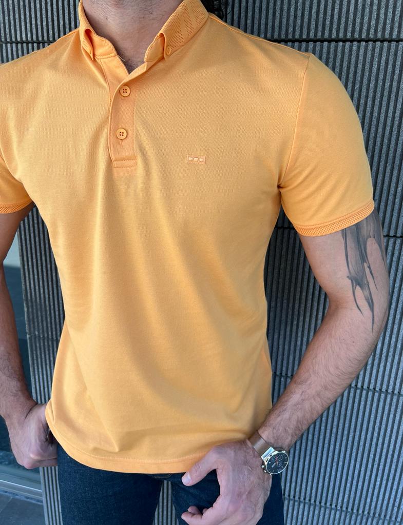 Giovanni Mannelli Slim Fit Yellow Polo tees