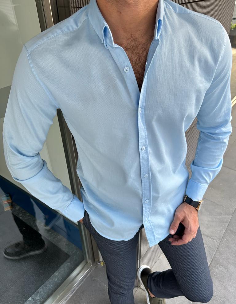 Giovanni Mannelli Slim Fit Blue Italian Fit Shirt