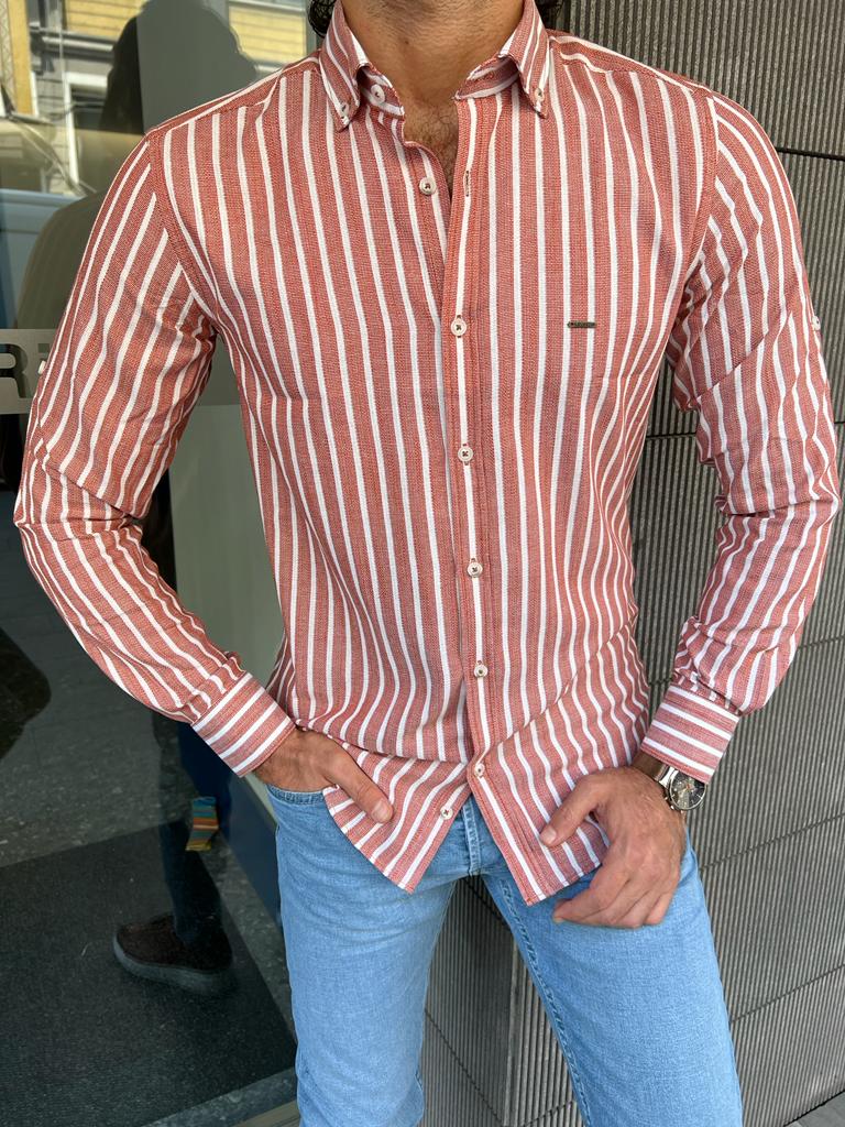 Giovanni Mannelli Slim Fit Tile Striped Shirt