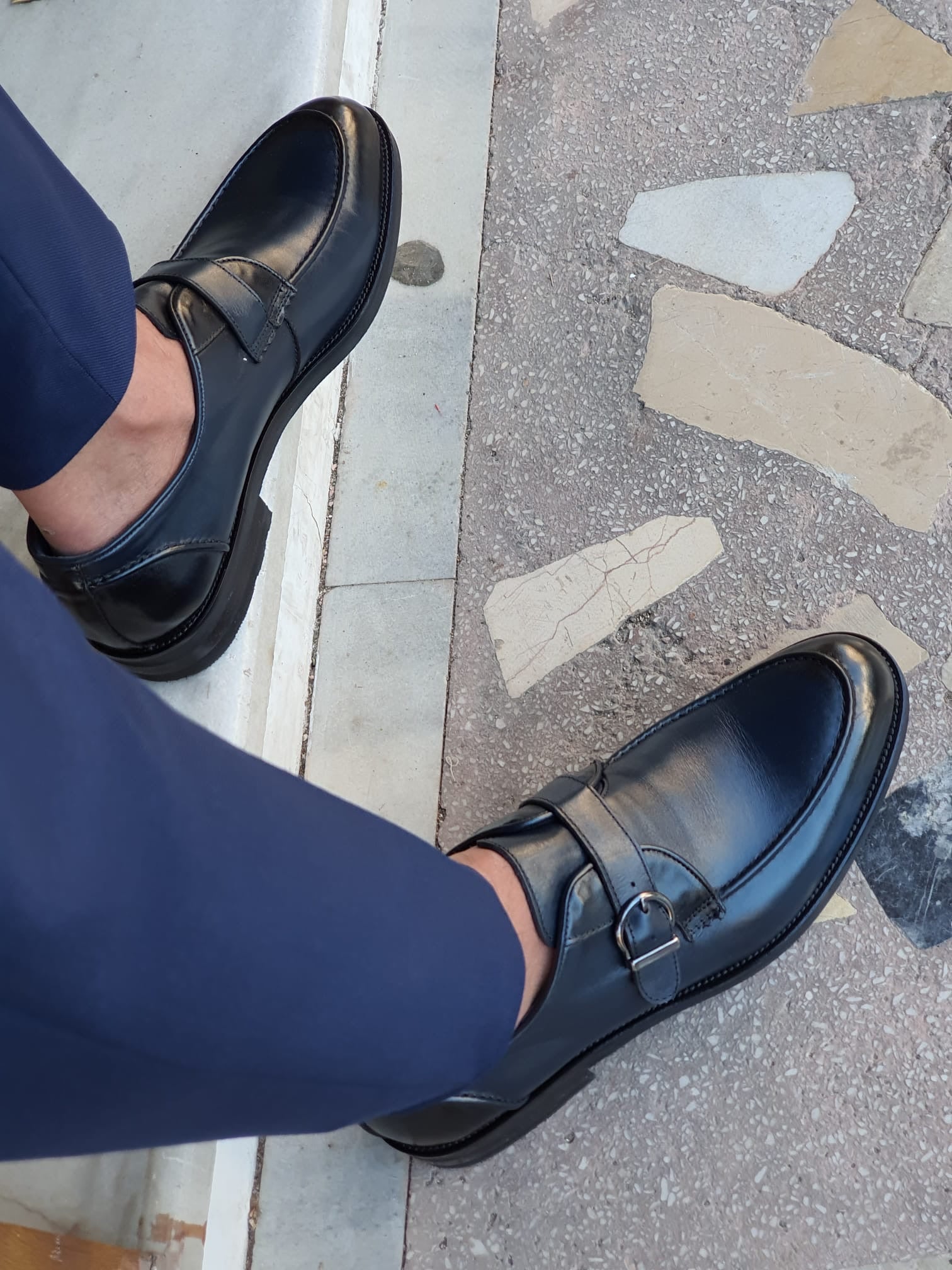 Livorno Navy Blue Buckle Loafers-baagr.myshopify.com-shoes2-brabion